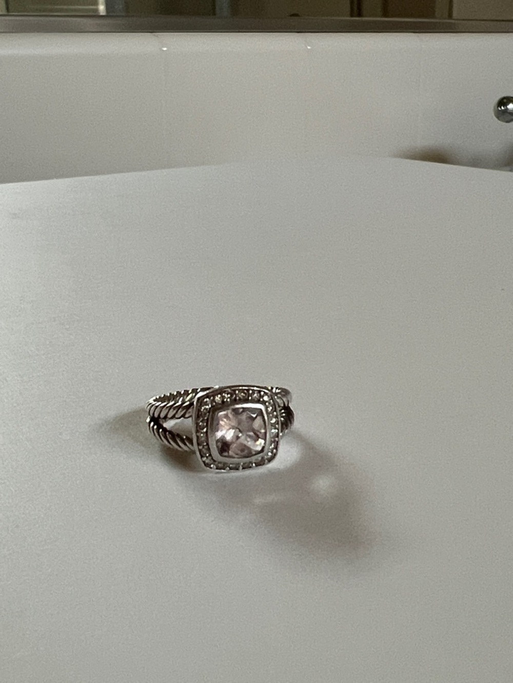 David Yurman Sterling Silver Ring with Pale Pink morganite petite albion - Picture 9 of 12